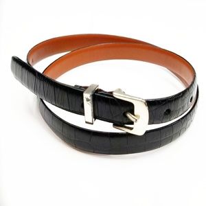 LRL ▪ Reptile Stamped Leather Black Belt, Like New